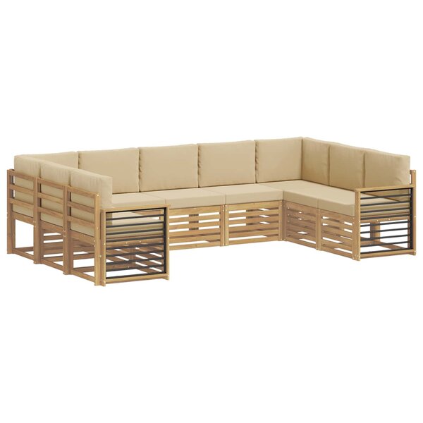 vidaXL Ensemble de canapés d'extérieur 9 pc Blanc et Beige Polyester