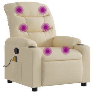 vidaXL Fauteuil inclinable de massage crème tissu