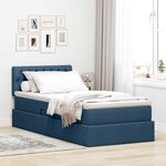 vidaXL Lit avec rangement et matelas Bleu 90 x 200 cm Velours