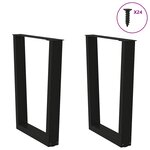 vidaXL Pieds de table à manger en V 2 pièces Noir 60 x (72-73 3) cm Acier