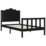 vidaXL Cadre de lit et tête de lit noir 100x200 cm bois massif