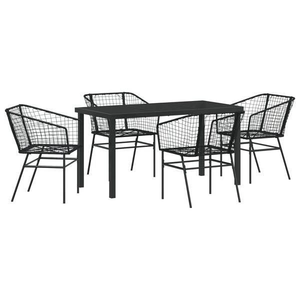 vidaXL Ensemble de salle à manger de jardin 5 pièces en poly rotin noir