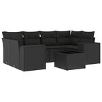 vidaXL Salon de jardin 7 Pièces avec coussins noir résine tressée