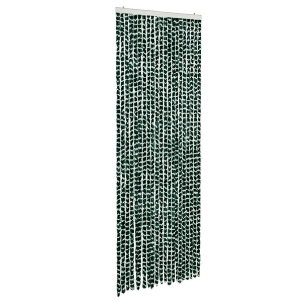 vidaXL Rideau anti-mouches vert et blanc 90x200 cm chenille