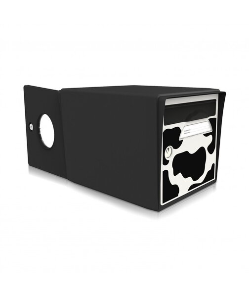 Boite aux lettres noire 2 portes "Vachement belle"