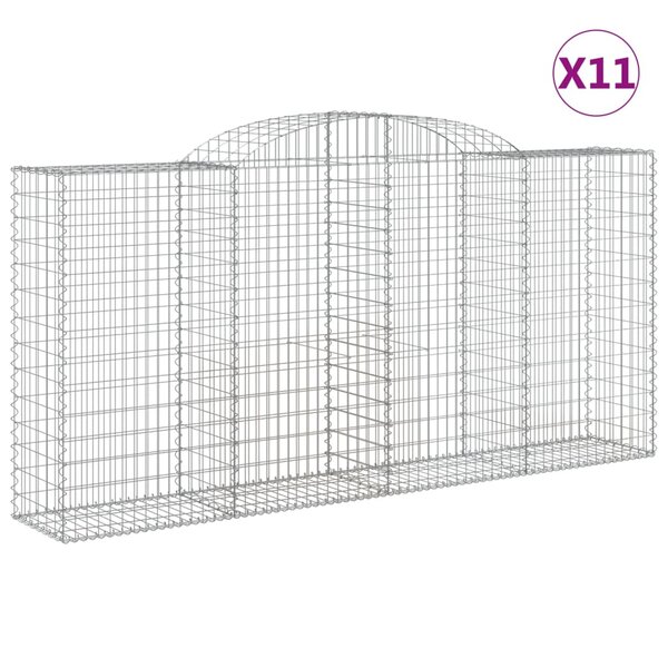 vidaXL Paniers à gabions arqués 11 Pièces 300x50x140/160 cm fer galvanisé