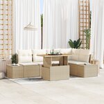 vidaXL Ensemble de canapé de jardin 6 pièces avec coussins Beige Poly Rattan