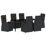 vidaXL Set de salle à manger de jardin de 7 pièces avec coussins noirs en rattan poly