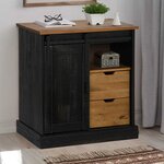vidaXL Buffet HALDEN porte coulissante noir 80x40x80 cm bois massif