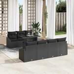 vidaXL Ensemble de canapés de jardin 8 pièces en poly rattan noir avec coussins