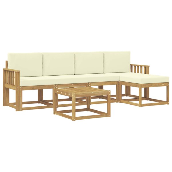 vidaXL Ensemble de canapés d'extérieur 6 Pièces Blanc et crème