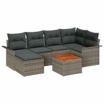 vidaXL Ensemble de canapé de jardin 7 Pièces Gris Poly rotin