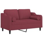 vidaXL Canapé 2 places avec oreillers bordeaux 120 cm tissu