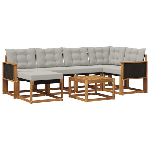 vidaXL Ensemble de canapés d'extérieur 7 pc Naturel et gris clair