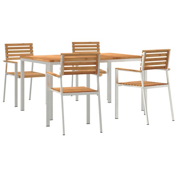 Ensemble de dîner de jardin 5 pièces vidaXL en bois massif de teck