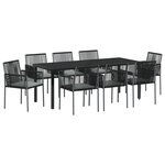 vidaXL Ensemble de salle à manger de jardin de 9 pièces avec coussins en poly rattan noir
