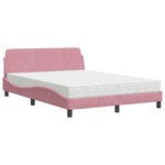vidaXL Lit avec matelas Dover rose 140x200 cm velours