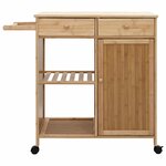 vidaXL Chariot de Cuisine avec Roues Naturel 90 5 x 36 x 86 5 cm