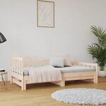 vidaXL Lit coulissant sans matelas 2x(90x190) cm Bois de pin massif
