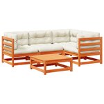 vidaXL Salon de jardin 5 Pièces avec coussins cire marron bois pin massif