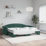 vidaXL Lit de jour avec gigogne sans matelas vert foncé 90x200 cm