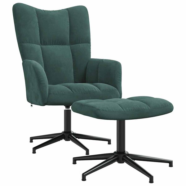 vidaXL Chaise de relaxation avec tabouret Vert foncé Velours