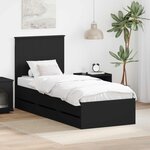 vidaXL Cadre de lit avec tiroir Noir 90 x 190 cm Bois Ingénierie