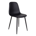 2 chaises de salle à manger en cuir synthétique noir avec pieds noirs