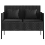 vidaXL Banc de jardin avec coussins noir résine tressée
