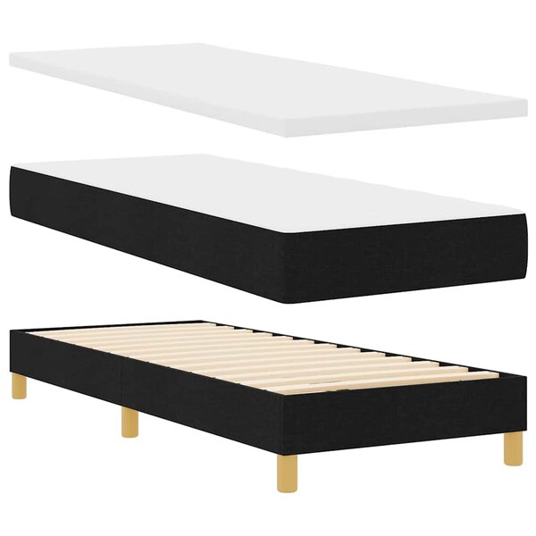 Lit avec sommier et matelas vidaXL Noir 80x200 cm en tissu