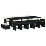 vidaXL Ensemble à manger de jardin 15 Pièces coussins noir résine tressée