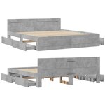 vidaXL Cadre de lit avec tête de lit sans matelas gris béton 180x200cm
