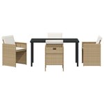 vidaXL Ensemble de repas de jardin 5 pièces avec coussins beige en poly rattan