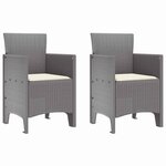vidaXL Chaise de jardin 2 Pièces Gris clair 53 x 49 x 85 cm PP