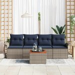 vidaXL Ensemble de canapé de jardin 5 Pièces Gris et bleu marine