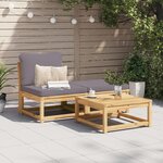 vidaXL Salon de jardin 3 Pièces avec coussins bois massif d'acacia