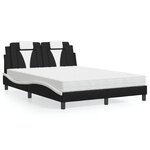 vidaXL Lit avec matelas noir et blanc 140x190 cm similicuir
