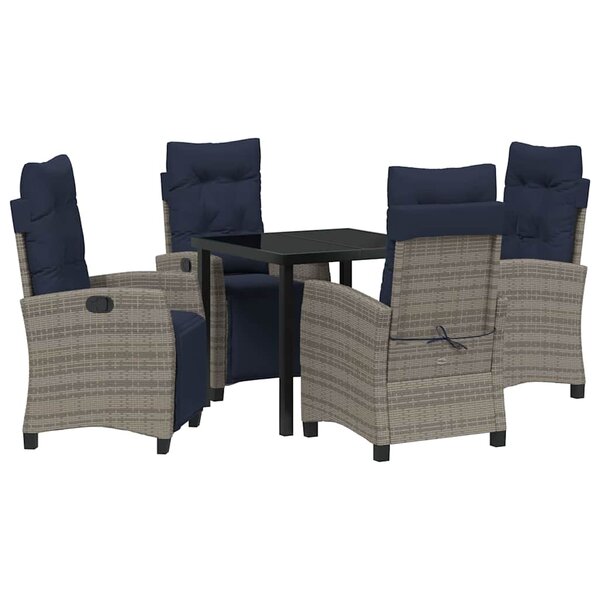 vidaXL Ensemble de salle à manger pour jardin 5 Pièces Gris polyrotin