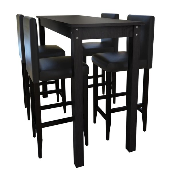 Set de 1 table de bar et 4 tabourets noir