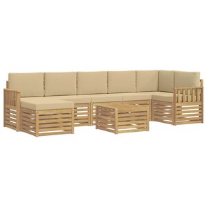 vidaXL Ensemble de canapés d'extérieur 7 pc Blanc et Beige Polyester