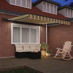 vidaXL Auvent Rétractable Vert et jaune 350 x 250 cm tissu