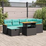 vidaXL Salon de jardin avec coussins 7Pièces marron résine tressée acacia
