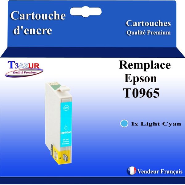 Cartouche Compatible pour Epson T0965 (C13T09654010) Light Cyan - T3AZUR