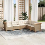 vidaXL Salon de jardin avec coussins 6 Pièces beige résine tressée