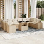 vidaXL Salon de jardin 11 Pièces avec coussins beige résine tressée