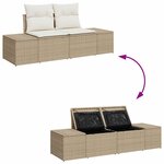 vidaXL Ensemble de canapé de jardin 4 Pièces Beige et crème polyrotin