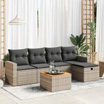 vidaXL Salon de jardin 6 Pièces avec coussins gris résine tressée