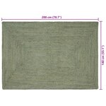 vidaXL Tapis de surface Rectangulaire Vert olive 140 x 200 cm Jute