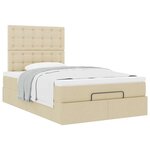vidaXL Cadre de lit ottoman avec matelas crème 120x190 cm tissu