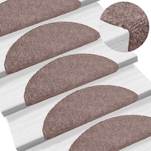 vidaXL Tapis d'escalier auto-adhésifs 10 pièces 56 x 17 x 3 cm Marron clair Demi-rond